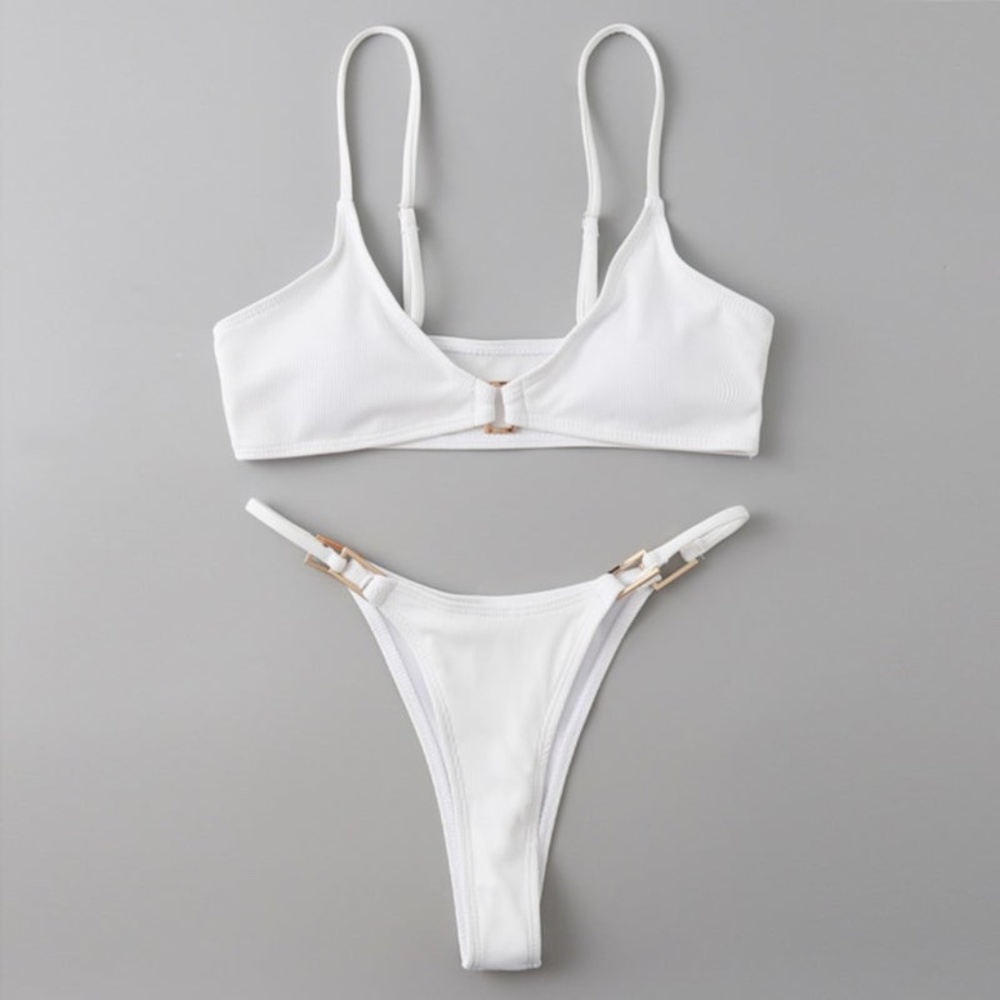 White Ribbed Two-Piece Bikini